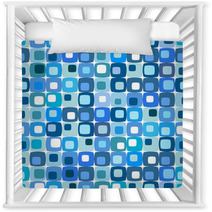 Retro Blue Square Pattern, Tiles In Any Direction. Nursery Decor 6112142