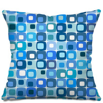 Retro Blue Square Pattern, Tiles In Any Direction. Pillows 6112142