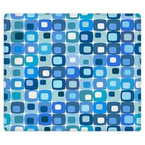 Retro Blue Square Pattern, Tiles In Any Direction. Rugs 6112142