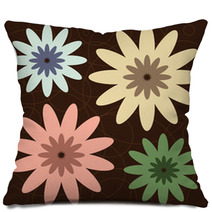 Retro Colored Flowers Pillows 6183430