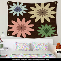 Retro Colored Flowers Wall Art 6183430