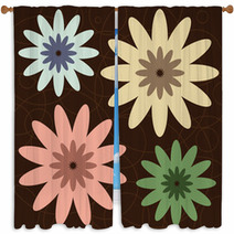 Retro Colored Flowers Window Curtains 6183430
