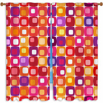 Retro Colorful Square Pattern Window Curtains 4556733