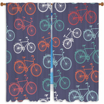 Retro Hipster Bicycle Seamless Pattern. Window Curtains 55225957