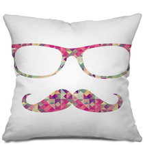 Retro Hipster Face Geometric Icons Pillows 55225602