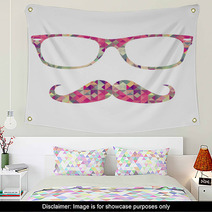Retro Hipster Face Geometric Icons Wall Art 55225602