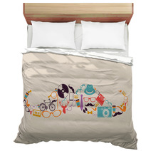 Retro Hipsters Icons Mustache. Bedding 55225547