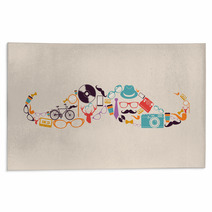 Retro Hipsters Icons Mustache. Rugs 55225547