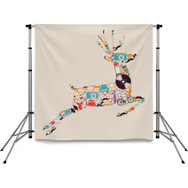 Retro Hipsters Icons Reindeer. Backdrops 55225581
