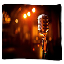Retro Microphone On Stage Blankets 38595355