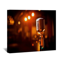 Retro Microphone On Stage Wall Art 38595355