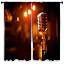 Retro Microphone On Stage Window Curtains 38595355