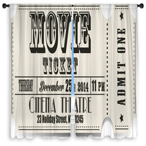 Retro Movie Vector Ticket Window Curtains 70020194