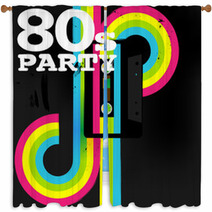 Retro Music Party Poster Window Curtains 41115742