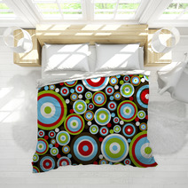 Retro Power Red Blue Green Circles On Brown Bedding 4693641