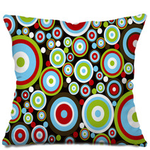 Retro Power Red Blue Green Circles On Brown Pillows 4693641