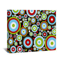 Retro Power Red Blue Green Circles On Brown Wall Art 4693641