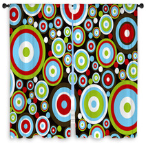 Retro Power Red Blue Green Circles On Brown Window Curtains 4693641