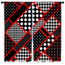 Retro Rectangles In Polka Dot Window Curtains 70712003