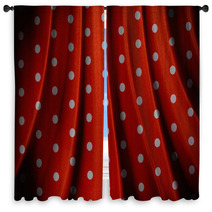Retro Red Polka Dot Pattern Window Curtains 68222162