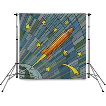 Retro Rocket Backdrops 62752675