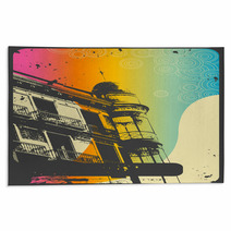 Retro Romantic Urban Background With Rainbow Flow Rugs 10305338