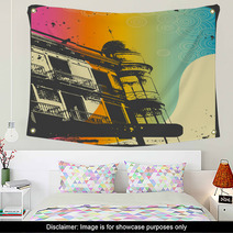Retro Romantic Urban Background With Rainbow Flow Wall Art 10305338