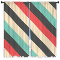 Retro Seamless Diagonal Striped Pattern Window Curtains 70984411