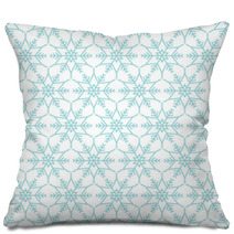 Retro Seamless Pattern Snowflakes Stars Turquoise Pillows 71269120