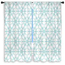 Retro Seamless Pattern Snowflakes Stars Turquoise Window Curtains 71269120