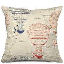 Retro Seamless Travel Pattern Of Balloons Pillows 84022450