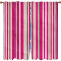 Retro Stripe Pattern In Grey  And Pink Window Curtains 67412119