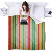 Retro Stripe Pattern With Bright Colors Blankets 67815734