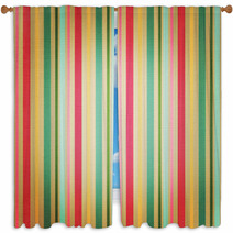 Retro Stripe Pattern With Bright Colors Window Curtains 67815734