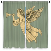 Retro Style Christmas Angel Window Curtains 93472373