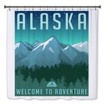 Retro Style Travel Poster Series United States Alaska Mountain Landscape Bath Decor 91743872