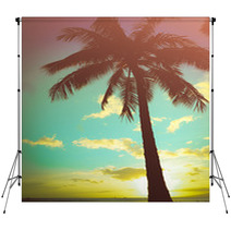 Retro Styled Hawaiian Palm Tree Backdrops 65314090