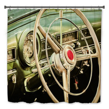 Retro Styled Image Of The Interior Of A Classic Car Bath Decor 81161290