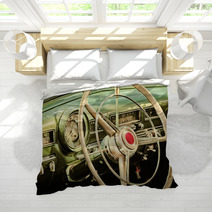 Retro Styled Image Of The Interior Of A Classic Car Bedding 81161290