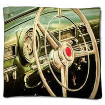 Retro Styled Image Of The Interior Of A Classic Car Blankets 81161290