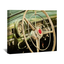 Retro Styled Image Of The Interior Of A Classic Car Wall Art 81161290