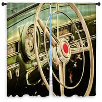 Retro Styled Image Of The Interior Of A Classic Car Window Curtains 81161290
