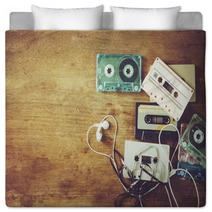 Retro Technology Of Cassette Recorder Music With Retro Tape Cassette On Wood Table Vintage Color Effect Styles Bedding 190726472