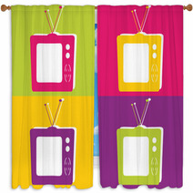 Retro Television In Vibrant Colors.Vector File Format. Window Curtains 11632870