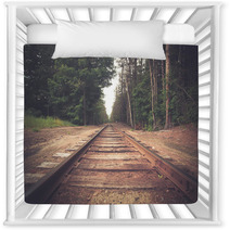 Retro Toned Rural Railroad Tracks Nursery Decor 67755105