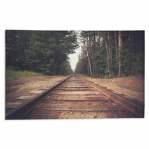 Retro Toned Rural Railroad Tracks Rugs 67755105