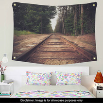 Retro Toned Rural Railroad Tracks Wall Art 67755105