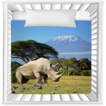 Rhino In Front Of Kilimanjaro Mountain Nursery Decor 64545779