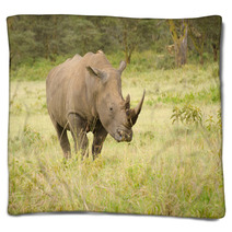 Rhino On African Grasslands Blankets 58393197