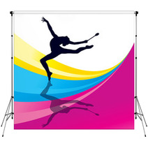 Rhythmic Gymnastics Woman With Clubs Vector Background Backdrops 56205274